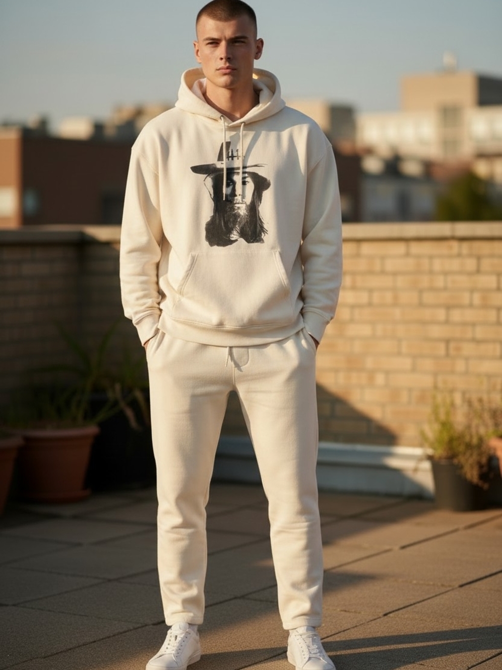 NWOT Luke Steele Men's Cream Graphic Hoodie Sold Out Online Very Rare